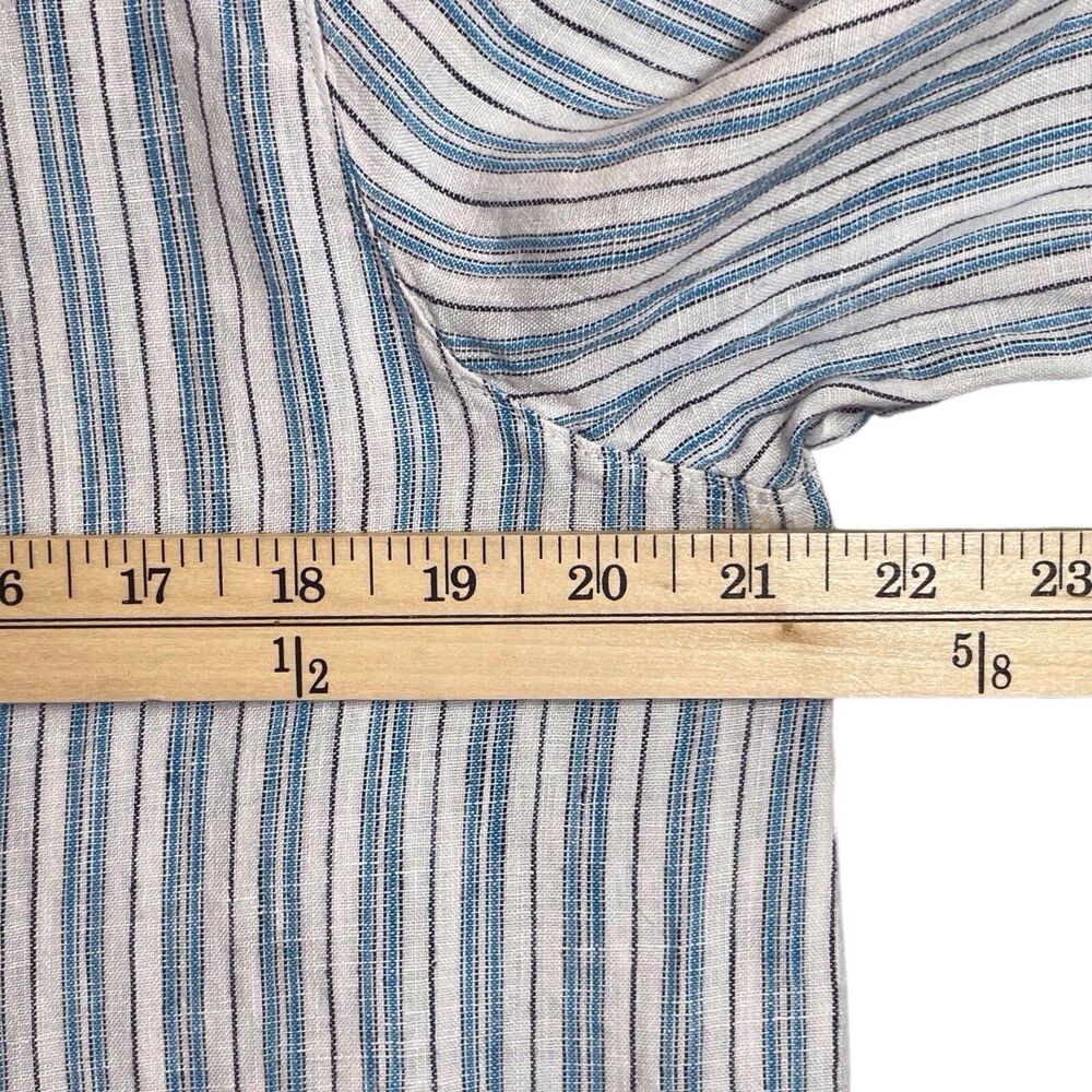 J.Jill Love Linen Striped Popover Tunic Petite Medium Blue - Picture 15 of 16